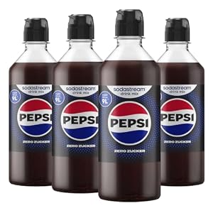 Sodastream drink mix Pepsi Zero Zucker, 4er-Pack Cola Sirup für Wassersprudler, Getränkesirup zuckerfrei, mit echtem Pepsi Geschmack, 4 x 440 ml