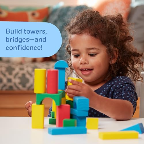 Image of Melissa & Doug Wooden Building Blocks, 100-Piece Set of Sorting & Stacking Toys in 4 Colors and 9 Shapes, Classic Toddler Toys for Girls & Boys Ages 2+ - FSC Certified (Pack of 6)