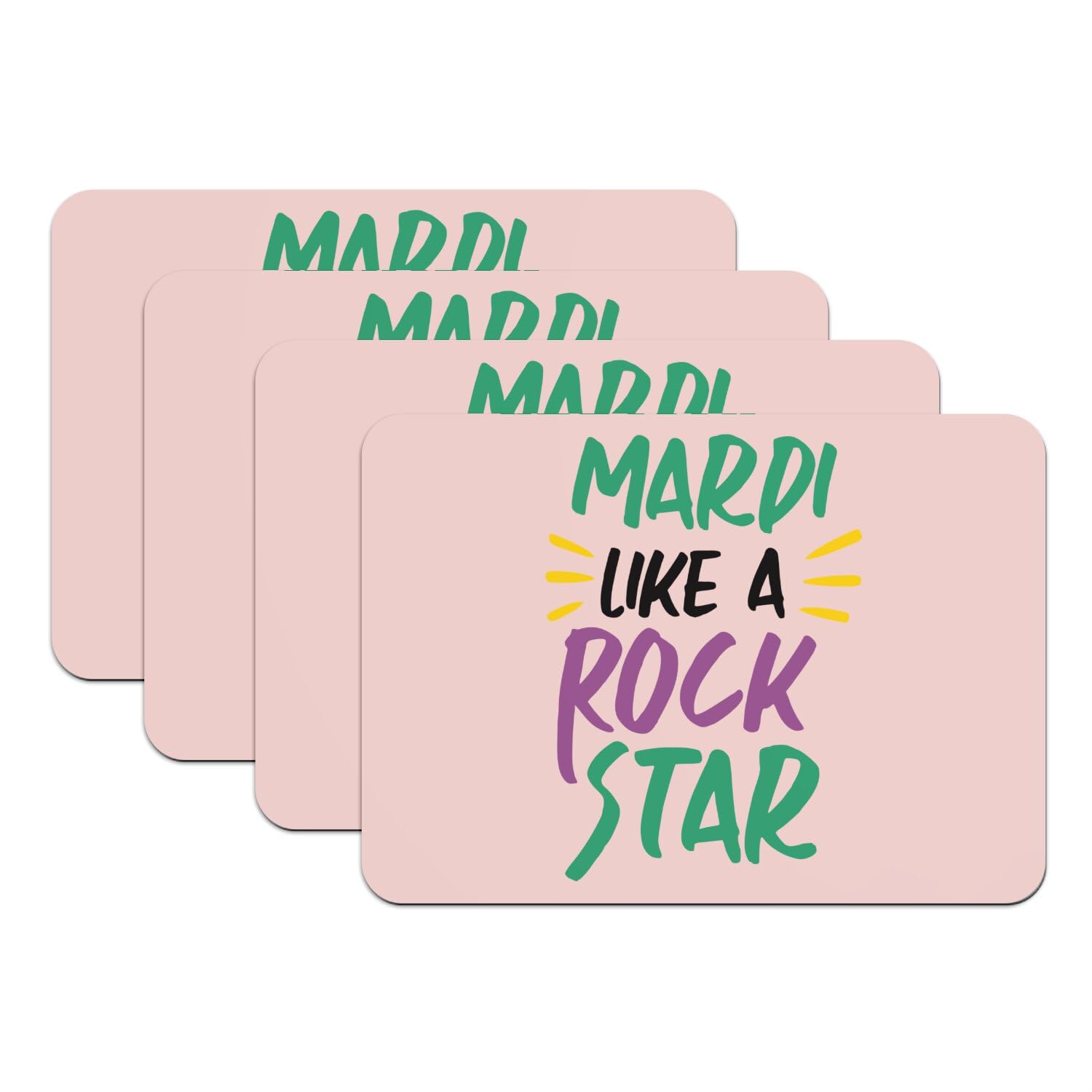 Dessous en caoutchouc rose Mardi Gras lot de 4 sets de table imperméables grand format