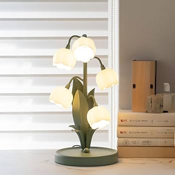 Amazon.co.jp : 花テーブルランプ、花柄ガラスランプシェード