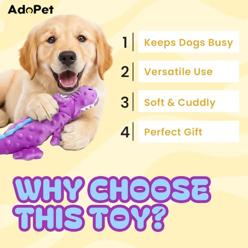 Juguete mordible y sonoro para perros AdoPet cocodrilo 14 pulg miniatura 4