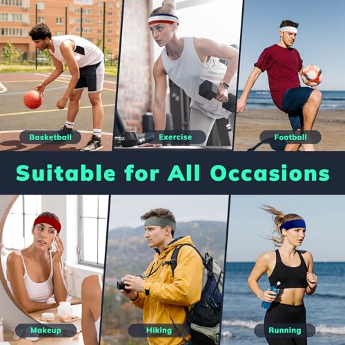 Sweatbands Sports Headband for Men & Women - Terry Cloth Moisture-Wicking Sports Towel Headband for Tennis, Basketball, Running, Gym, and Fitness Working Out - Image 3