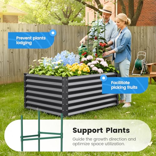 Image of Quictent Galvanized Raised Garden Bed 4x3x2ft Tall Garden Bed Extra Height 22.4 inch Hold 24cft Soil Outdoor Heightened Planter Box for Deep Root Vegetables Herbs Tomato Cage Included, Dark Grey