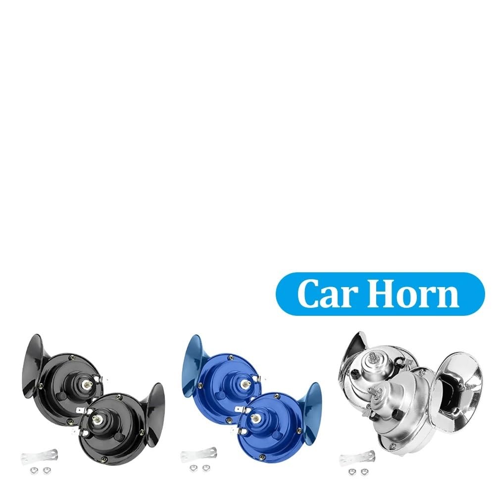 Bocina Coche 2 uds 12V bocina de Coche 300DB Impermeable Altavoz automotriz Universal bocinas de Tren Motocicleta camión Barco Claxon Coche(Silver)