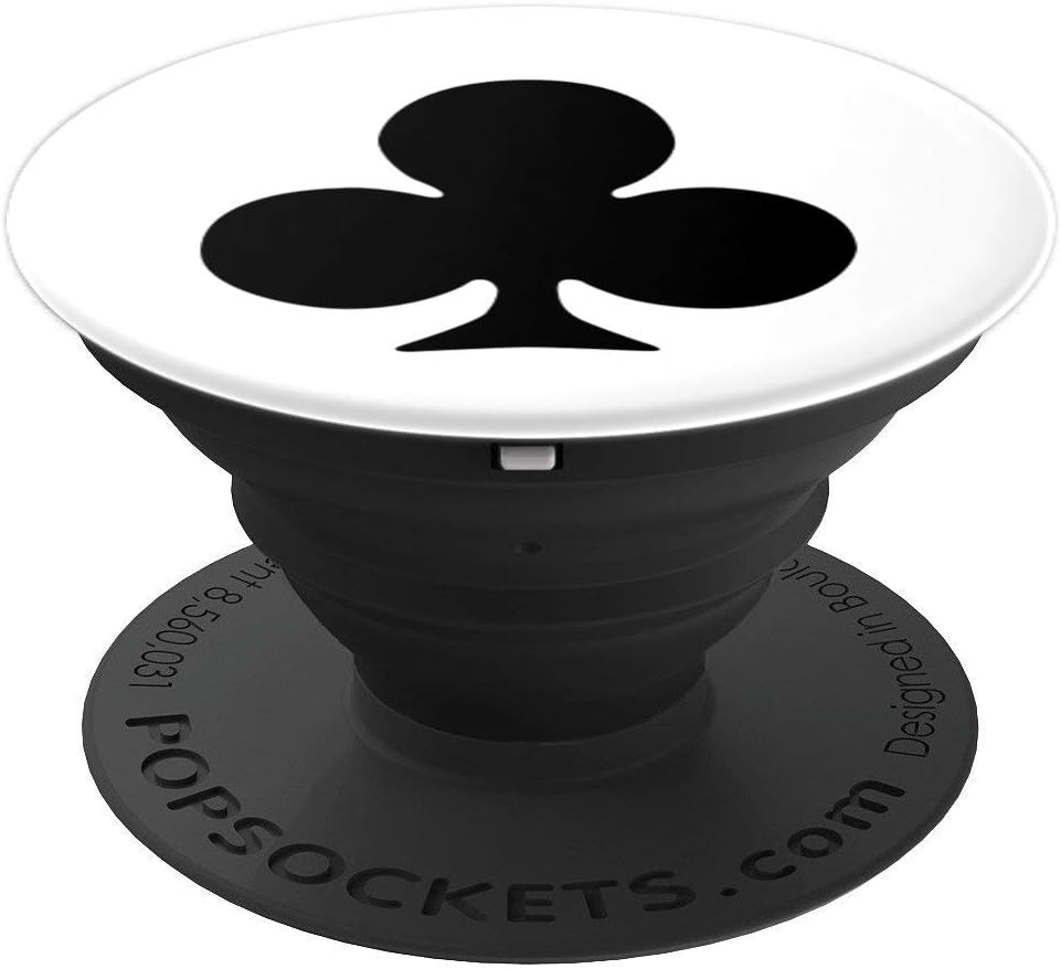 Black Clubs Playing Cards Symbol PopSockets PopGrip: Swappable Grip for Phones & Tablets