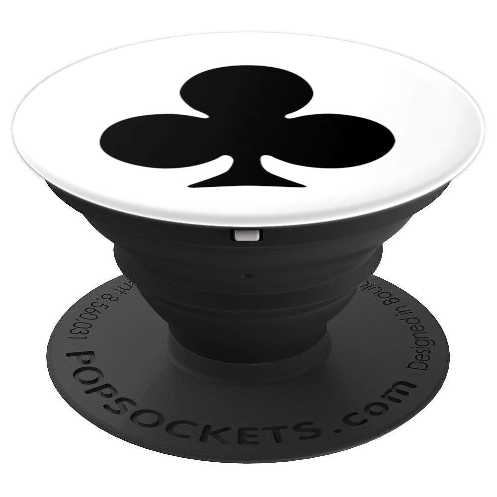 Black Clubs Playing Cards Symbol PopSockets PopGrip: Swappable Grip for Phones & Tablets