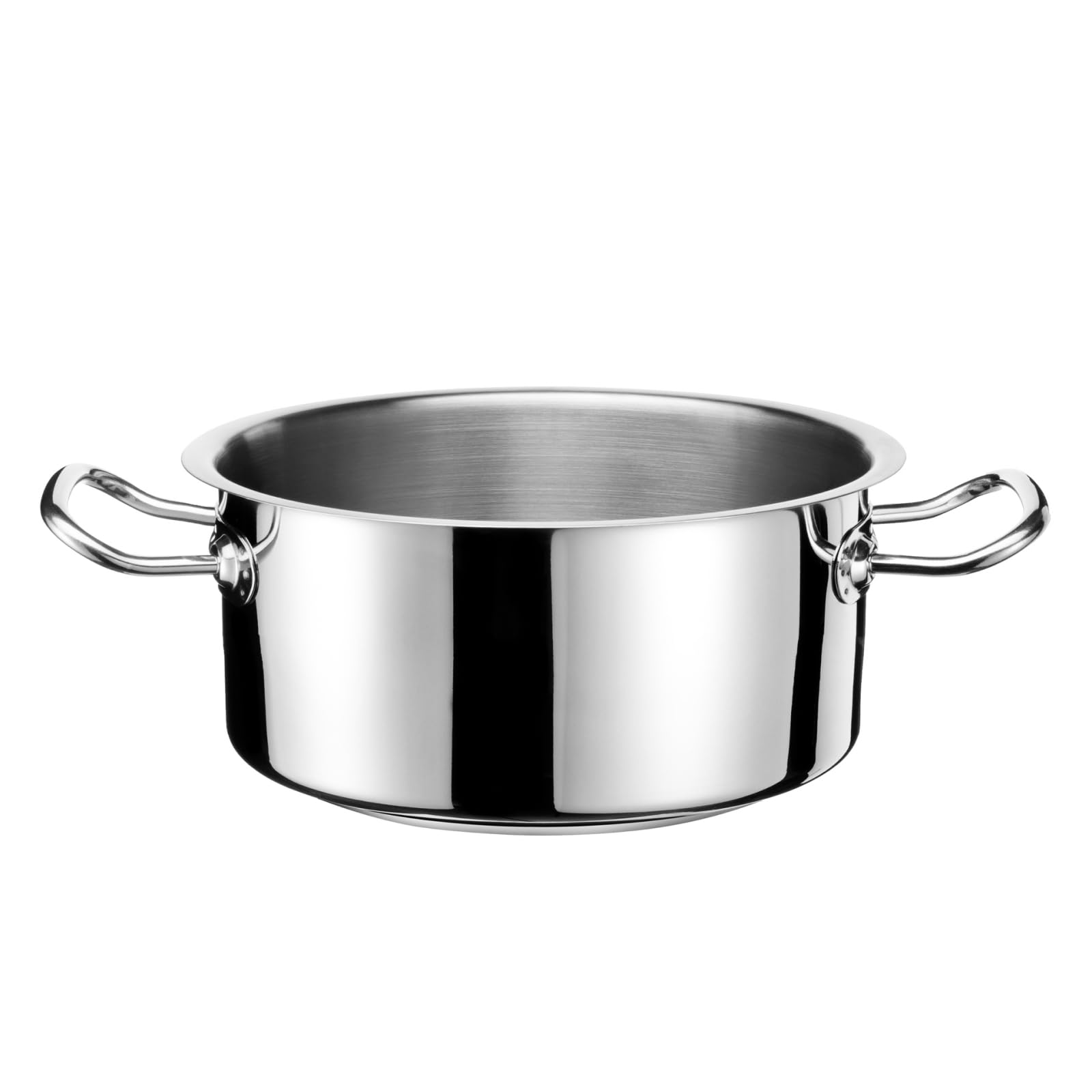 Ekskluzywny garnek o średnicy 32 cm | pojemność 10 l, wysokość 13 cm | stal nierdzewna | na zewnątrz polerowana na wysoki połysk | ergonomiczny uchwyt | trójwarstwowe dno | indukcja | nadaje