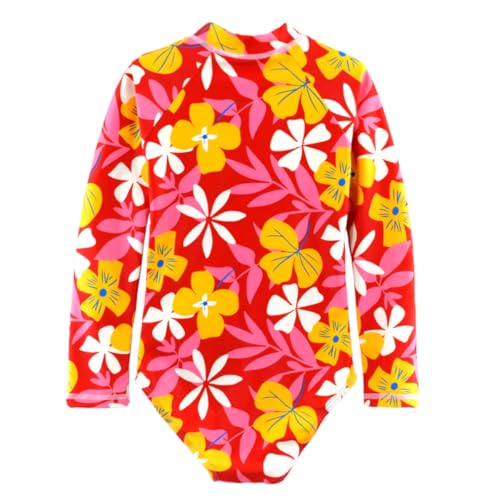 Image of Girls One Piece Swimsuit Long Sleeve Rash Guard UPF 50+ Age 2-12Y