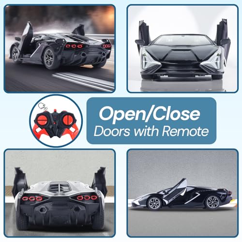 Image of Popsugar Door Opening Remote Control Car|Rechargeable 1200mAh Lithium Battery|C-Type Charging|75-Min Runtime|2.4G Long Range Remote (100+ ft)|HighSpeed RC Car|Gift for Kids|Made in India (Black)