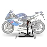 Hoher Korrisionsschutz (Ständer pulverbeschichtet, Rollen-Ausleger und Adapterplatte verzinkt). Hinweis: Zubehör wie z.B. Sturzbügel oder veränderte Fußrastenanlagen können dazu führen, dass der Ständer nicht genutzt werden kann. Bitte vor Kauf prüfen.