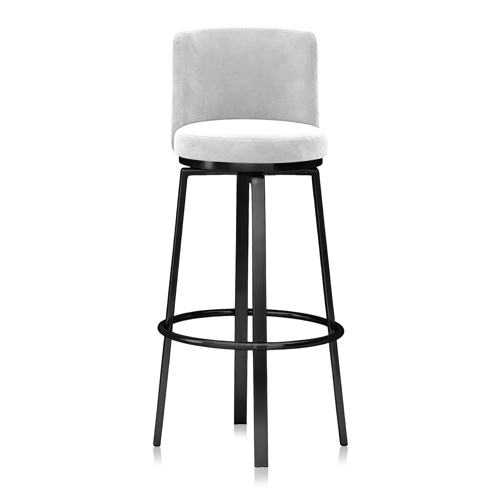 KLZUOPT Luxury Barstool Swivel Counter Height Bar Stools 1 PCS Breakfast Chair Stools Modern Upholstered Stool with Back and Metal Base for Kitchen Island, Dining Room(White,75cm(29.5in))