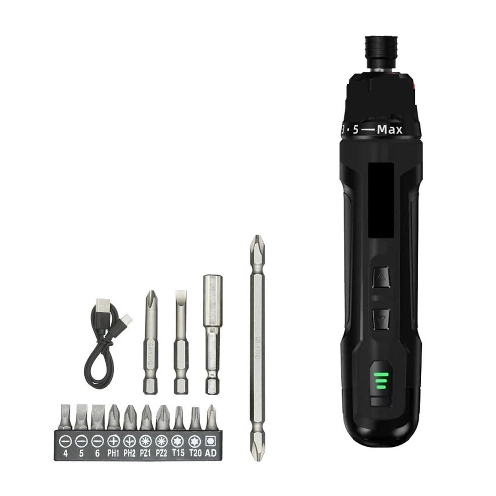 6-Speed Torque Cordless Electric Screwdriver 2000mAh Lithium Battery Drill 3.6V Power Tools Set Household Maintenance Repair Portable Lightweight(Black-6-Speed Torque)
