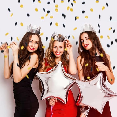 Image of 300Pcs Glitter Gold And Black Table confetti,Paper Circle Dots Confetti for Birthday Party Halloween Bachelorette Wedding Baby Shower Graduation Decorations