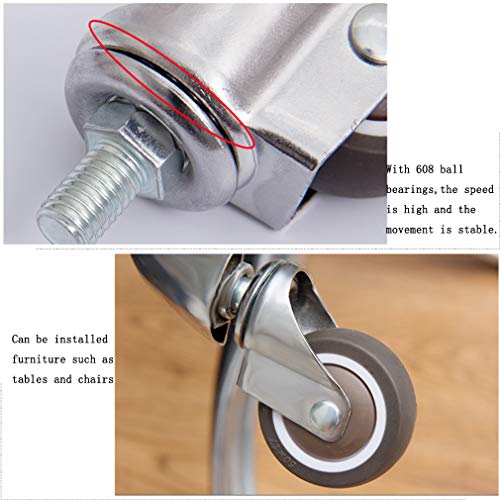 Casters Swivel Universal Wheel Office Chair Wheel 5pcs Rubber Casters for Furniture Computer Chair Table Trolley Bed Workbench Castor Heavy Duty Fitting