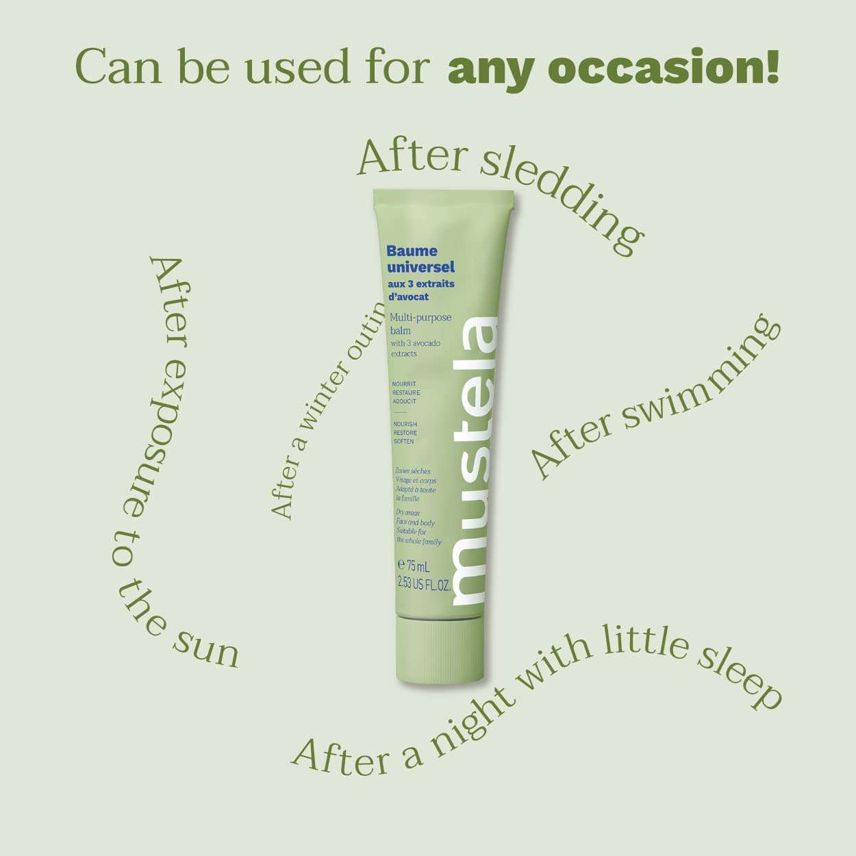 Mustela Multi-purpose Balm with 3 Avocado Extracts - Natural Cream Moisturizer for Face, Lip, Hand, Body & Dry Areas - For Baby, Kid & Adult - EWG Verified, Fragrance-Free & Vegan - 2.53 fl. oz. - Image 12