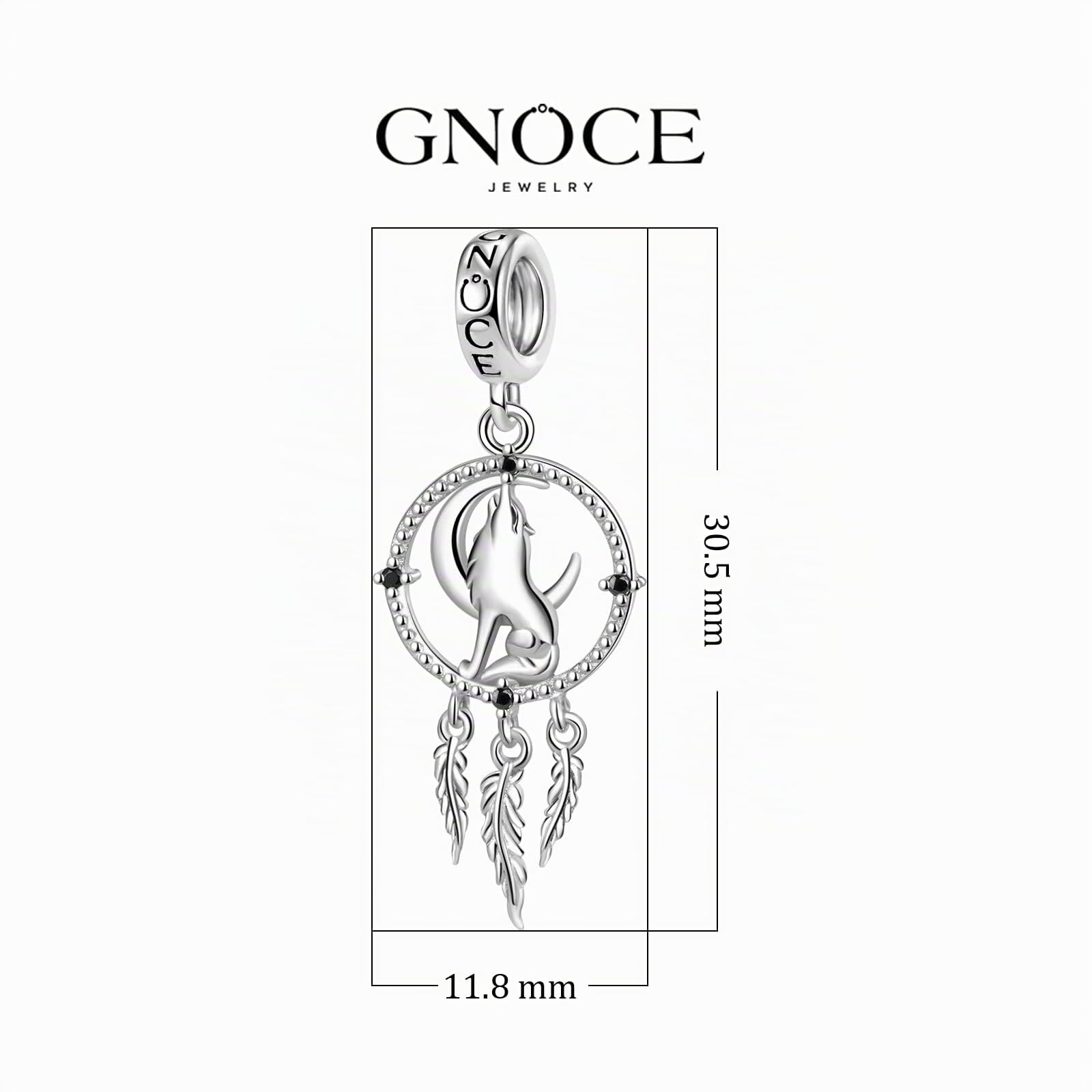 GNOCE Lupo Acchiappasogni Ciondolo Charm 925 Sterling Silver Phoenix Charms per Charms Bracciale Regalo per Donna Fit Collana/Braccialetto