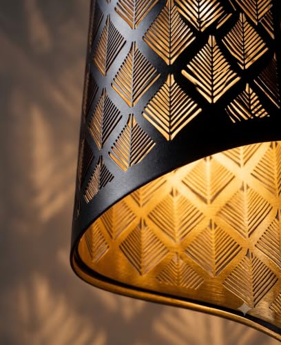 Image of DarkVision Metal Pendant Hanging Light with Tree Cutout Design Ceiling Lamp for Indoor Vintage Lighting Fixture for Dining Room, or Living Room and Home Decor (with Bulb)