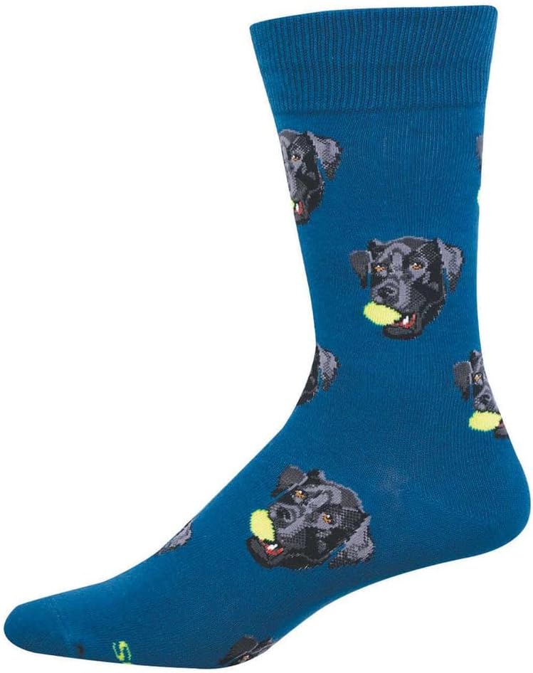 Socksmith Men's Black Lab Crew Socks, Teal