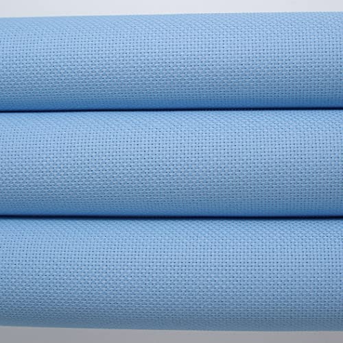 Image of KCS 3 pc of 15 inch x 18 inch Counted Cross Stitch Cotton Aida Cloth Needlework Fabric (Light Blue, 16CT)