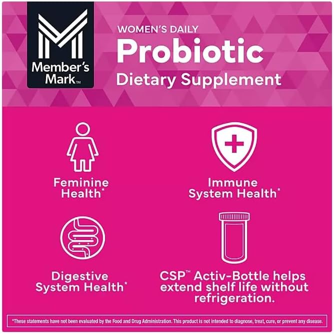 Members Mark Women's Daily Probiotic Supplement, 14 Strains, 25 Billion Live Cells, 90 Delayed Release Capsules