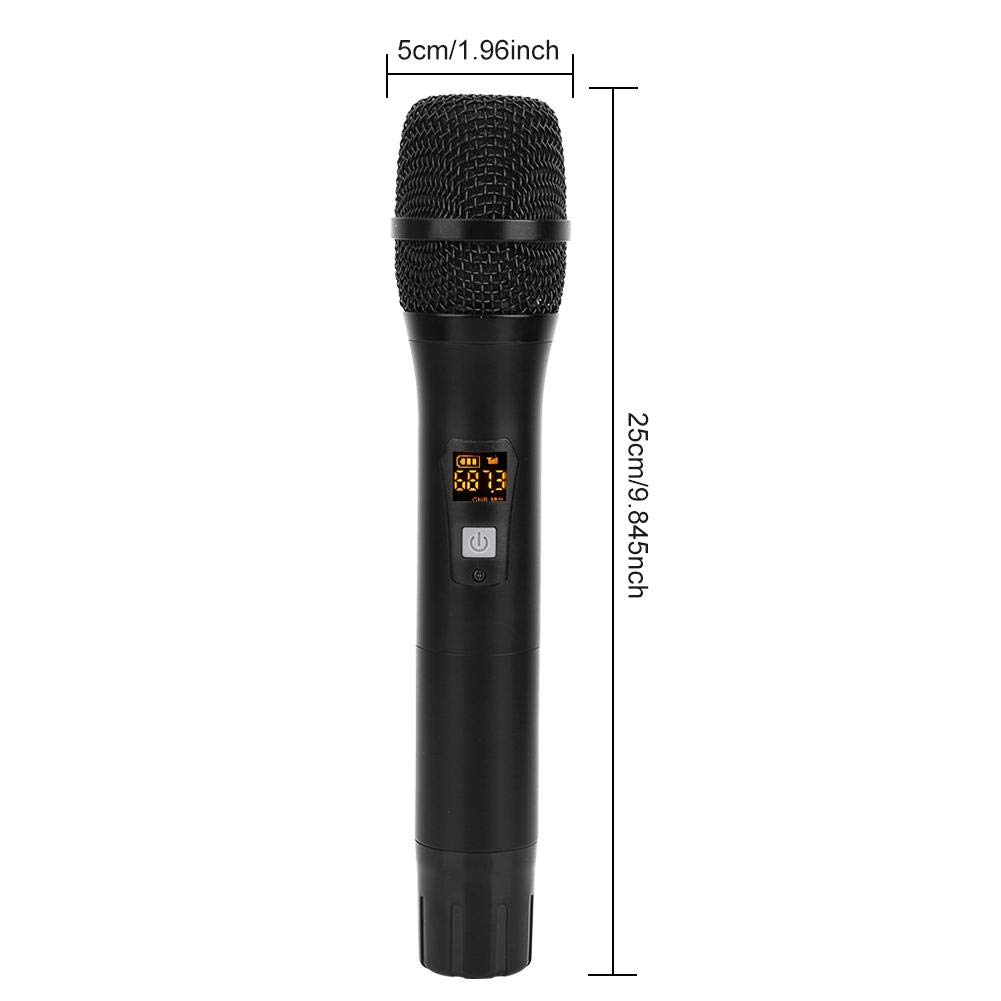 1 Paire de Microphone sans Fil en Métal à Main Micro UHF 25 Canaux avec Mini Récepteur 1/4"de Sortie pour Scène/église/Karaoké/Fête/Réunion d'affaires/Systèmes de Sonorisation, Noir