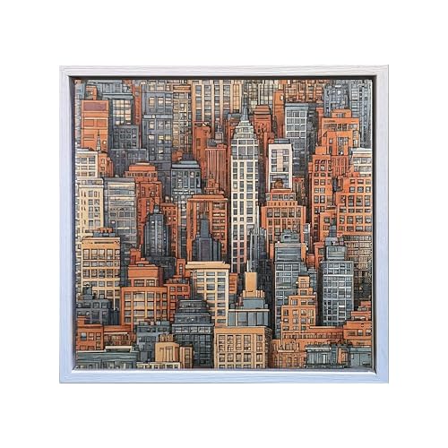 MASAU DESIGN Lienzo decorativo. Cuadro de pared de estilo Moderno. Decoración para el hogar, oficina, apartamento vacacional. Imagen ciudad de New York (NY City, Caja americana Blanco)
