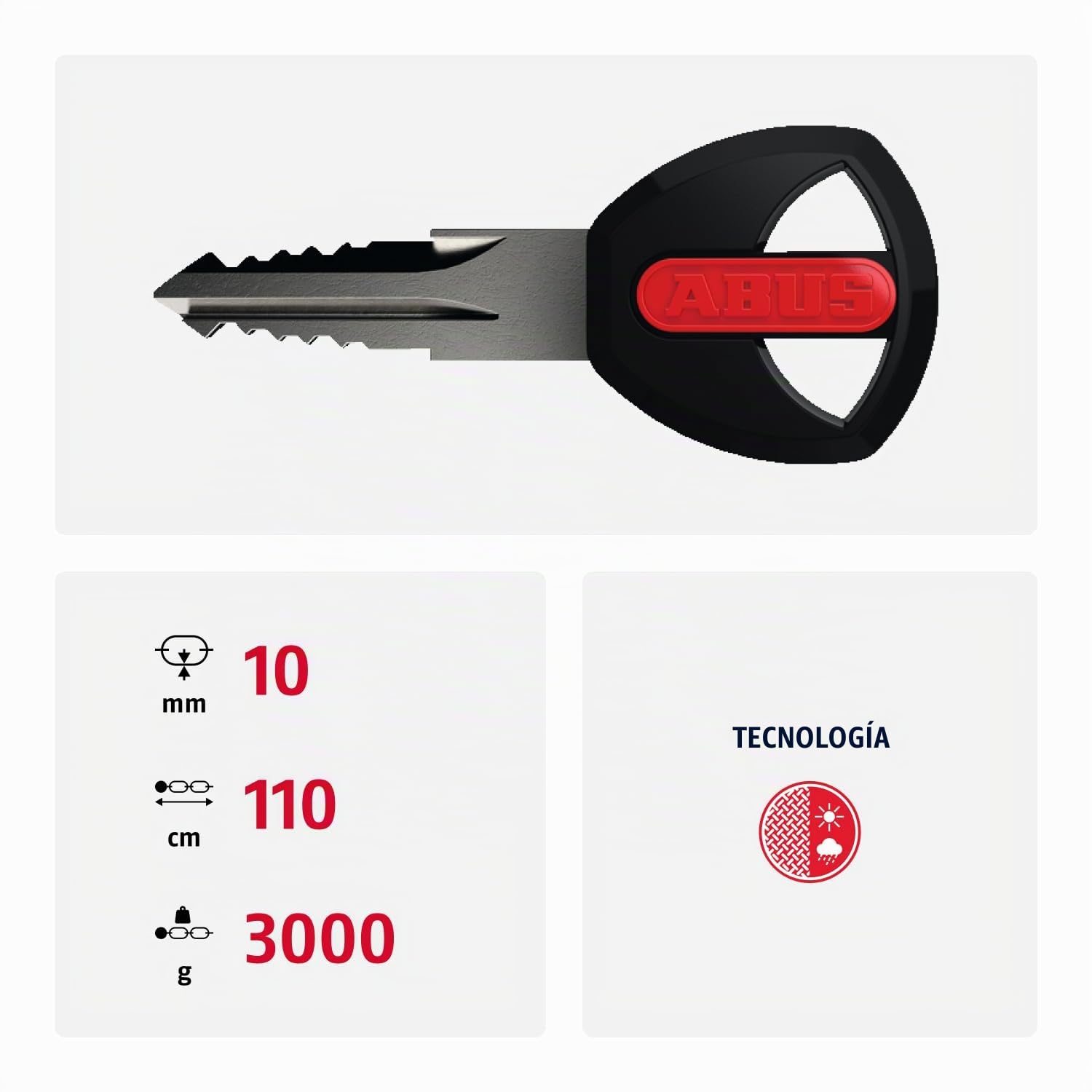 ABUS Candado de cadena Ivy Chain 9210 - candado de acero endurecido para bicicletas - cadena de 10 mm de grosor - nivel de seguridad 13