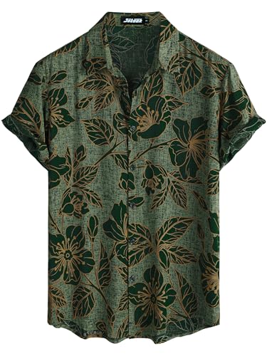 Image of JOTOOK Mens Hawaiian Shirt Short Sleeve Button Down Tropical Shirts Casual Floral Summer Beach Shirt