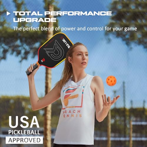 Image of DGYGQ Pickleball Paddles - Professional Carbon Fiber Paddle with Honeycomb Core Pickleball Rackets - Lightweight Precision & Enhanced Shock Absorption for High Spin (Yellow-Orange Ombre)