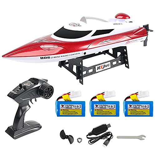 TounlinxRC Boats with 3 Batteries High Speed(21.7MPH+) Electronic Remote Control Boat Lakes Pool Race Toys for Adults & Children Color Red