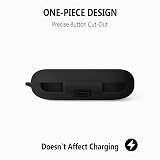 صورة جراب سيليكون واقي لحافظة سماعة أنكر ساوند كور (Anker Soundcore V20i) مع ميدالية وسلسلة مفاتيح مضادة للضياع (أسود) - السماعات والصوتيات - صورة 4