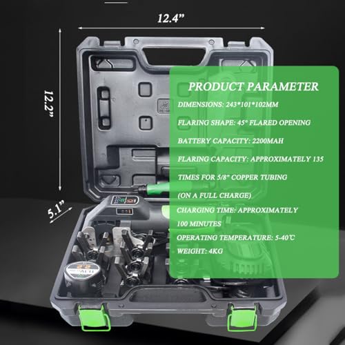 Kit de Herramientas para abocardar Frenos, expansor eléctrico de Tubos con luz LED, Abrazaderas de 5/8", Sistema métrico y en Pulgadas, 2 en 1, abocardado rápido 5S (8Collets)