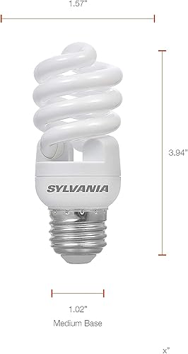 Miniatura 5 de Sylvania CFL T2 - Bombilla giratoria, equivalente a 60 W, eficiente 13 W, 850 lúmenes, base media, 2700 K, blanco suave, paquete de 8 (26363)
