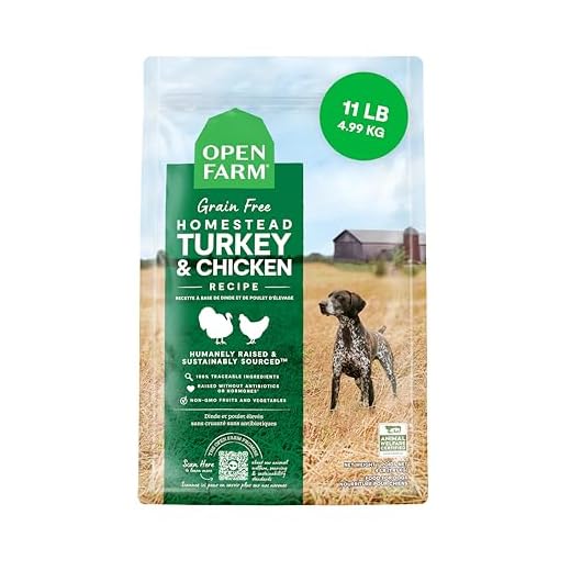 Open Farm, Grain-Free Dry Dog Food, Complete & Balanced Kibble, Sustainably & Ethically Sourced Ingredients, Non-GMO Veggies & Superfoods to Support Overall Health, Turkey and Chicken Recipe, 11lb Bag