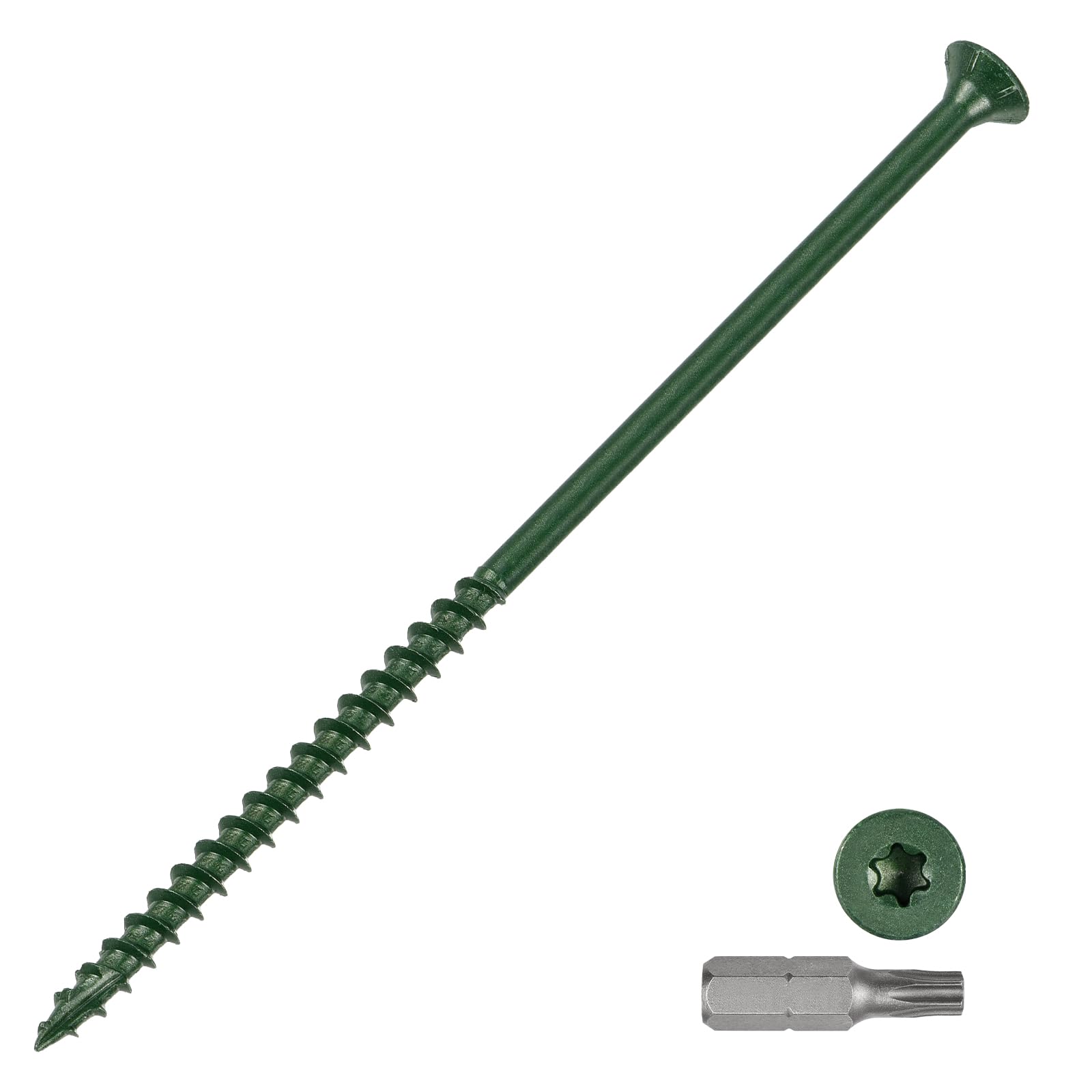 METALLIXITY Deck Screws (#10x5") 100Pcs, Carbon Steel Wood Screw Decking Screws Epoxy Coated with T25 Torx Drive Head
