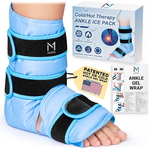 Ankle Gel Pack/Ice Wrap - Frost Blue - Hot or Cold Therapy for Foot Swelling, Ankle Sprains,...