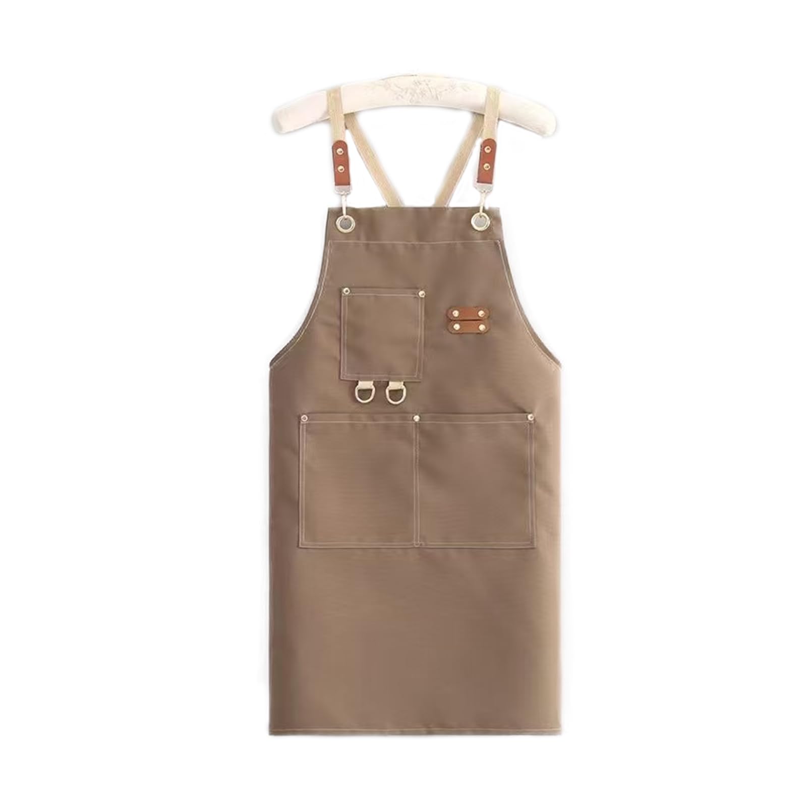 VEELTRAS Kitchen Apron, Adjustable Kitchen Chef Aprons with Many Pockets, Women Men Aprons for Home Kitchen, Restaurant, Coffee House, Baking Gardening BBQ, Professional Apron (light coffee)