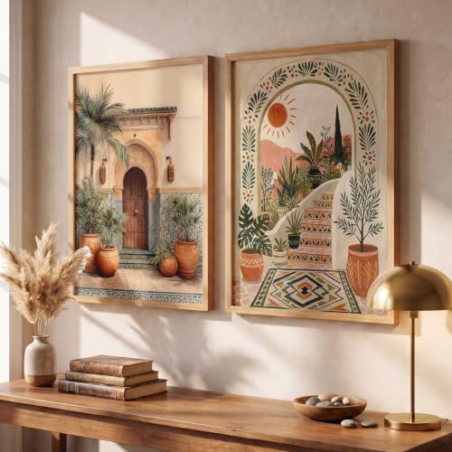 Image of kotart Decorative Modern Wall Art Print With Frame | Paintings For Living Room Bed Room Hotel Wall Decor Digital Reprint Set of 2 | Design 941 (20x30 Inch)