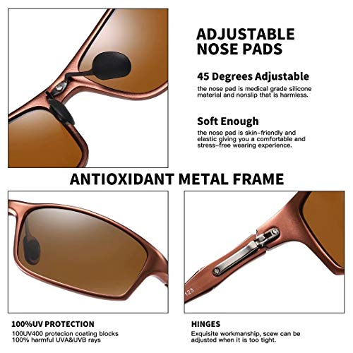 Image of DUCO Polarized Sunglasses for Men 100% UV400 Protection Metal Frame Driving Men's Sun Glasses