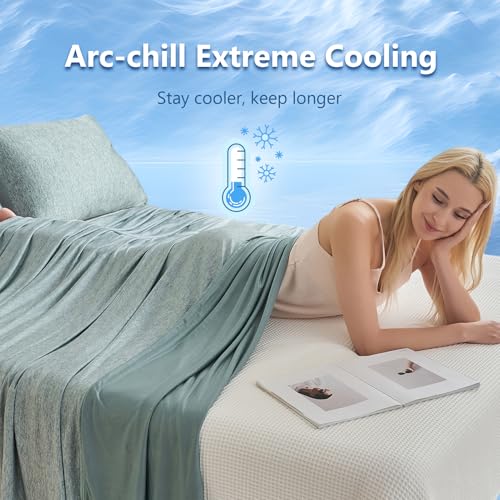 Image of CHOSHOME Cooling Blanket for Hot Sleepers - Summer Blanket Thin Soft Lightweight Breathable Double Side Enhanced Cooling for Hot Flashes, Night Sweats, Bed, Couch (Green, 50 x 70 inches)