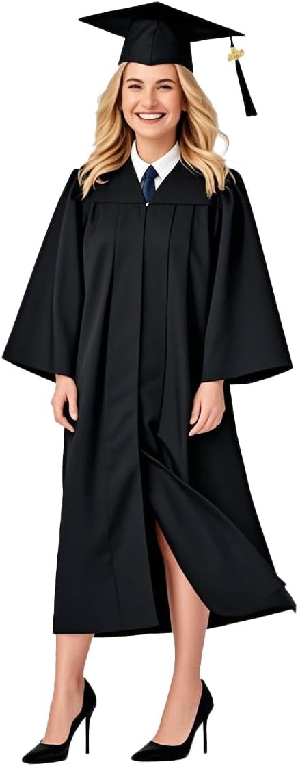 Matte Graduation Cap and Gown 2026 Tassel Year Middle High School College for Adult Graduation Robe