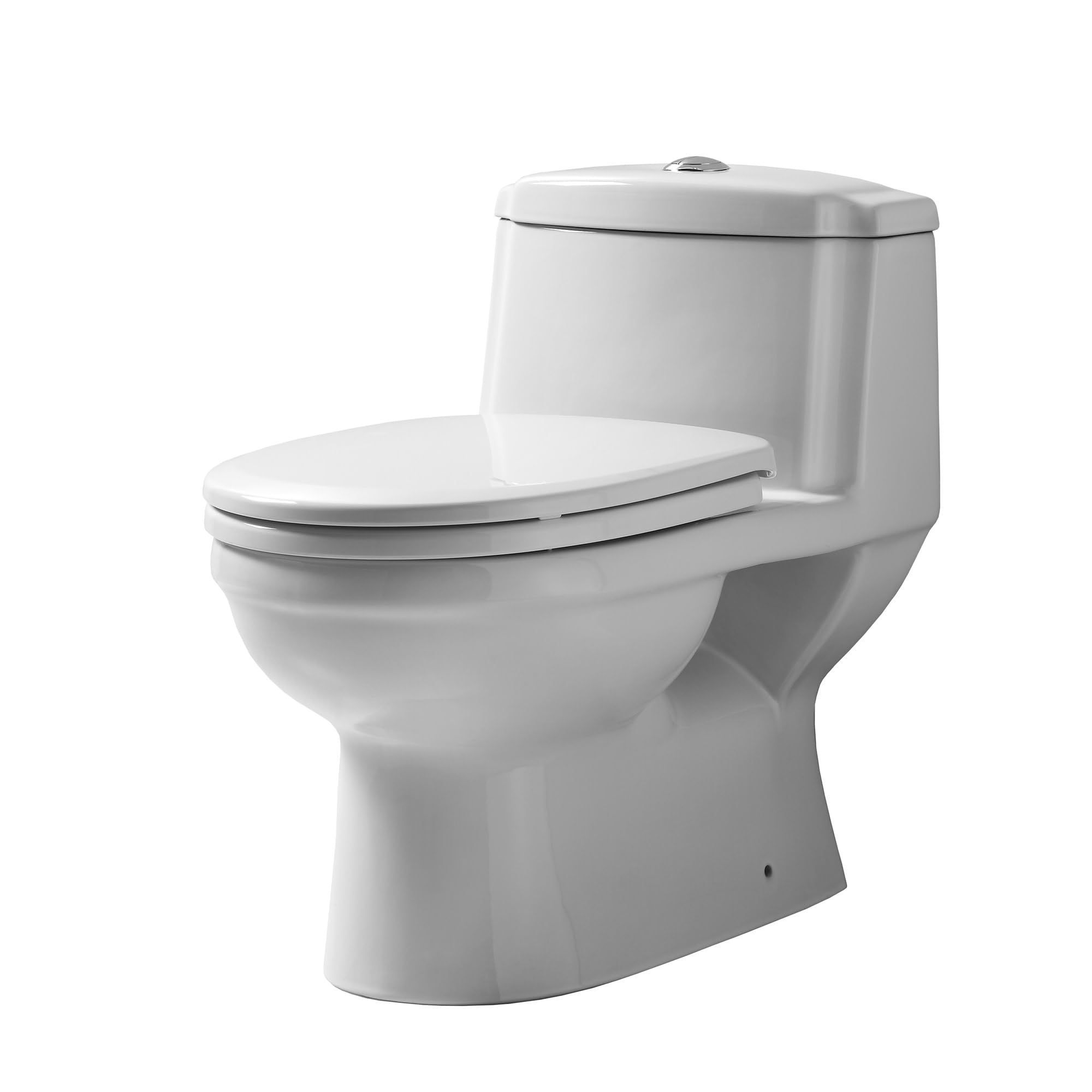 Whitehaus Collection Eco Friendly One Piece Traditional Toilet with A Siphonic Action Dual Flush System, Elongated Bowl