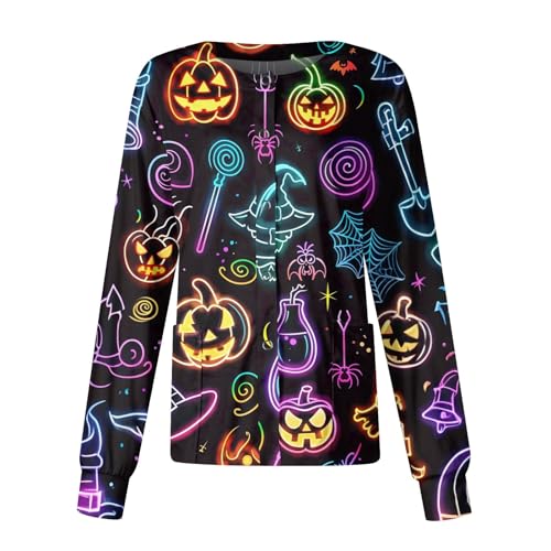 Printed Scrub Jackets for Woman Print Long Sleeve Plus Size Womens Scrubs for Women Nursing Jacket with Pockets