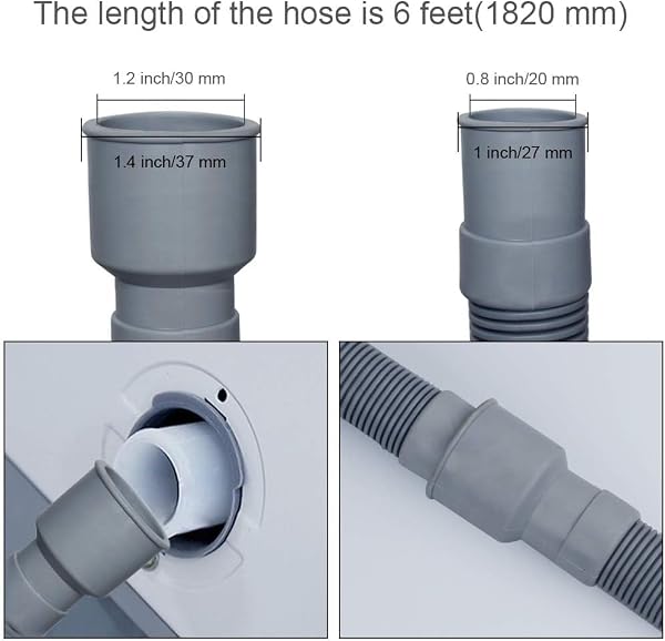 Washing Machine Drain Hose, Universal Drain Hose Extension Kit for Washer, Dishwasher, Flexible Discharge Hose for LG/GE/Samsung, Fit up to 1-1/2 Inch Drain Outlets (400, Centimeters) - 2