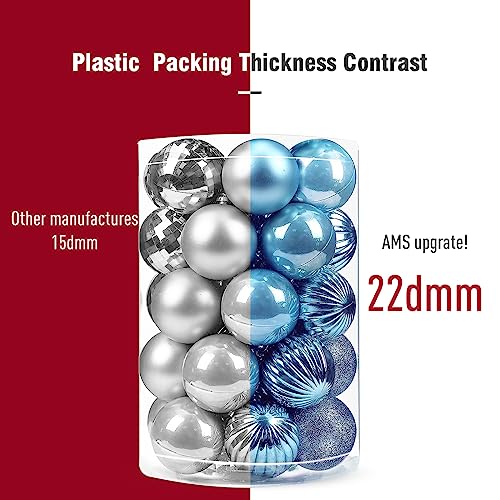 Ams 34Ct Christmas Ball Mini Ornaments Party Decorations Shatterproof Festival Pendant Hangings For Xmas Tree Decor(1.57''/40Mm,Light Blue) #TOP2