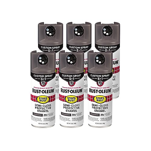 Image of Rust-Oleum Stops Rust Custom 5-in-1 Spray Paint, Semi-Gloss Anodized Bronze | Rust Preventive Protective Enamel, Multi Surface (Metal, Wood and More), Adjustable Dial for Better Control, Fast Dry, 6 Pack