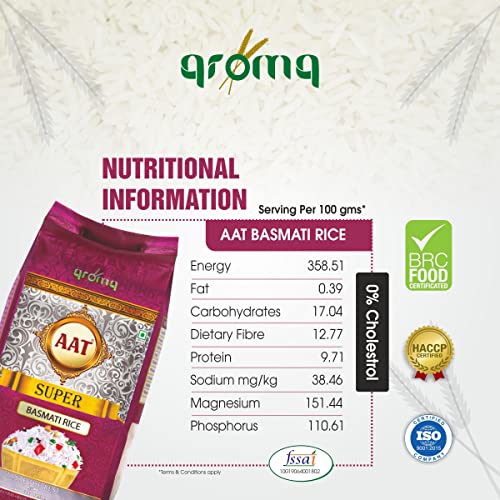 Image of AAT Aroma Super Basmati Rice 5 Kg | Premium Basmati Rice | Extra Long Grain Basmati Rice | Export Quality |Tasty Slim Grain Rice - 5 KG