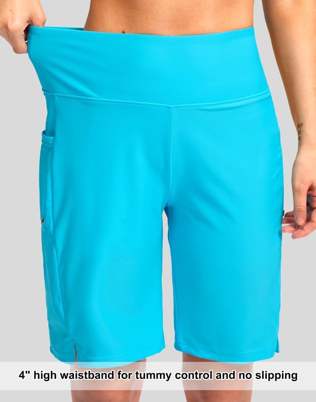 G Gradual Women's 9" Long Swim Board Shorts with Pockets High Waisted Knee Length Beach Swimming Shorts for Women with Liner - Image 4