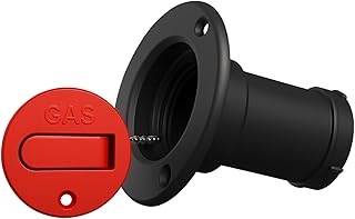 SEAFLO Keyless Deck Filler Caps with Stainless Steel Retaining Chain – 1-1/2" Hose Compatibility, Red Screw Top for Fuel Fill, UV-Stabilized Nylon, Leak-Proof O-Ring Seal(Water or Gas Options)