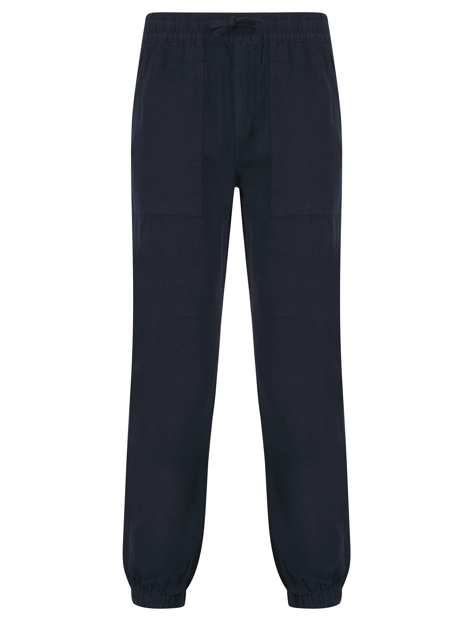 Tokyo Laundry Men's Sky Captain Navy Linen Cotton Blend Comfort Fit Elasticated Waist Trousers